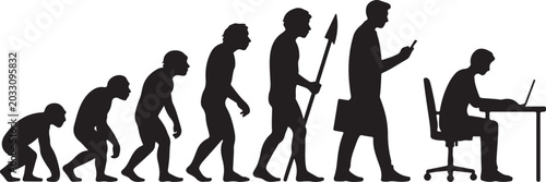 Obraz na płótnie Evolution of man from primitive to modern technology user