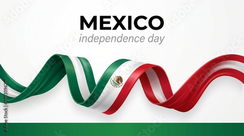 Mexico independence day celebration with flag ribbon celebration patriotic national republic