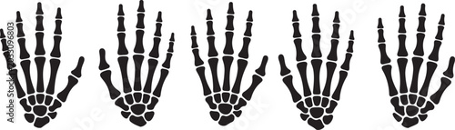 Foto Five skeletal hand illustrations in a row