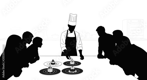 Φωτογραφία A professional chef demonstrating pastry techniques to a group of attentive students