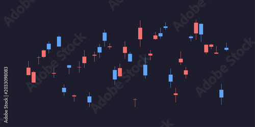 Stock Trading Chart Collection, Forex Graphs, Candlestick Data Visualization Set