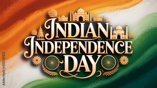Indian Independence Day celebration graphic design with cultural symbols and flag colors transparent background