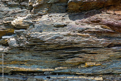 Fotografija Different rock layers - how sedimentary stones formed in different ancient envir
