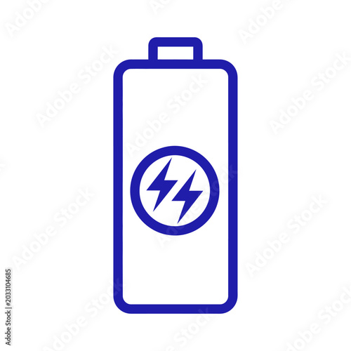 Blue minimalist battery icon with double lightning bolt symbol