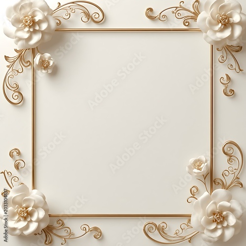 Sophisticated Ivory Greeting Card Background with Decorative Filigree Corners and Copy Space 
