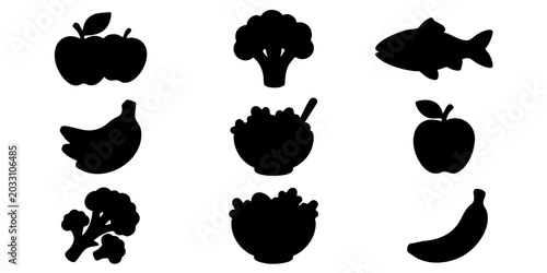 Canvastavla Fresh food icons including fruits and vegetables are displayed.