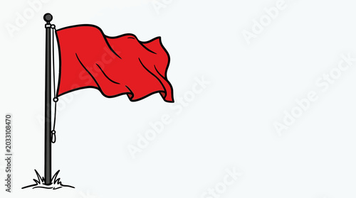 Εκτύπωση καμβά A vibrant red flag waving proudly on a tall metal flagpole.