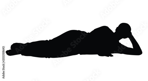Slika na platnu Lying person silhouette against a white background a dark shape