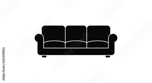 Bild auf Leinwand Three seater sofa silhouette against a white background