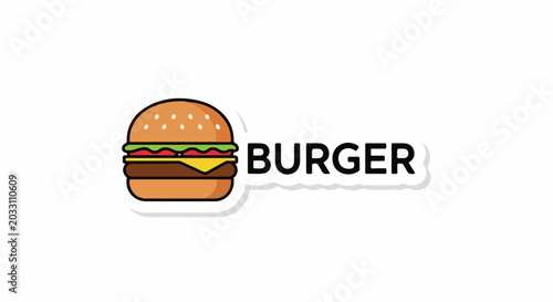 Stylized hamburger illustration with the word 