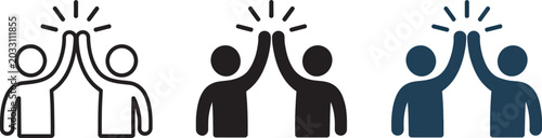 Foto Team, collaboration icon collection showing high five gestures symbolizing partnership, motivation, and shared success suitable for business, HR, and corporate culture graphics