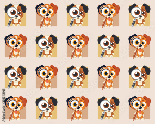 Funny detective dog seamless pattern