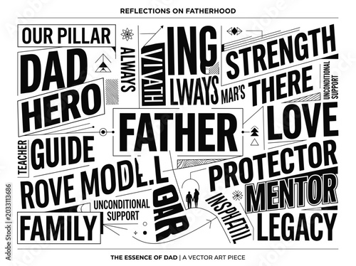 Quadro em tela Reflections on Fatherhood showcases bold words like hero, strength, and love in