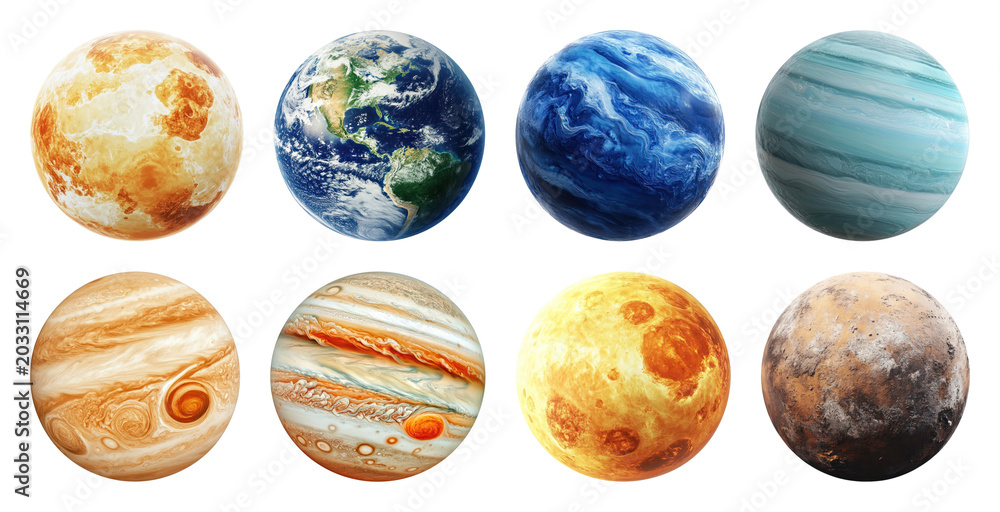 Obraz premium PNG Colorful planets in space illustration on transparent background