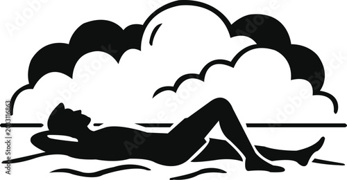 Foto Silhouette of a sunbathing man