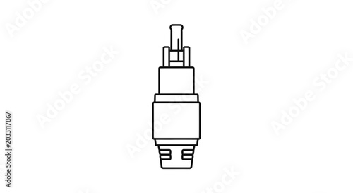 Schilderij op canvas A simple line art illustration of an optical fiber connector.