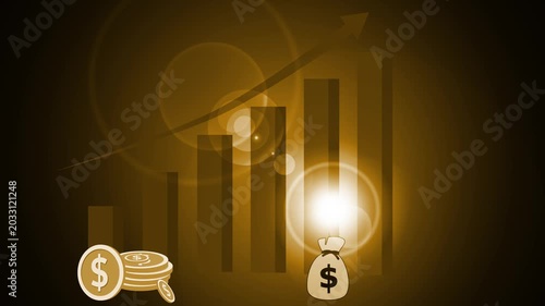 Abstract financial growth concept with ascending bar chart animation