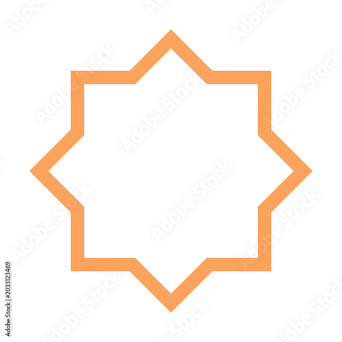 Minimalist Geometric Star Shape Outline in Vibrant Orange on Clean White Backgro