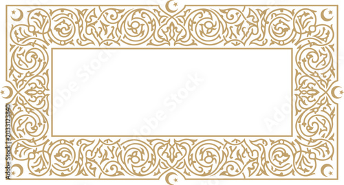 Decorative islamic frame vector illustration with elegant floral ornament border patterns.