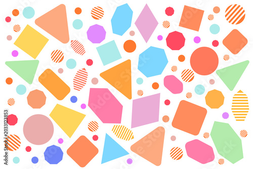 Fotografie Abstract geometric pattern background with colorful rounded shapes and polygons