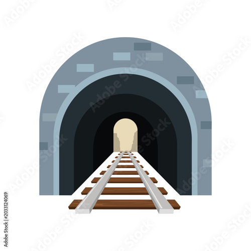 Train Tunnel Brick Transport Design Vector