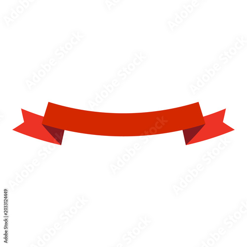 Red ribbon banner on white background