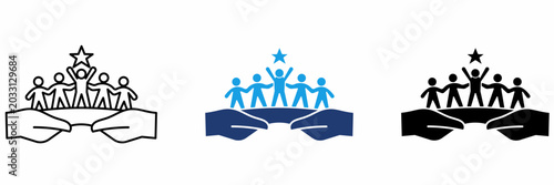 Cuadro en lienzo Community empowerment vector icon collection.