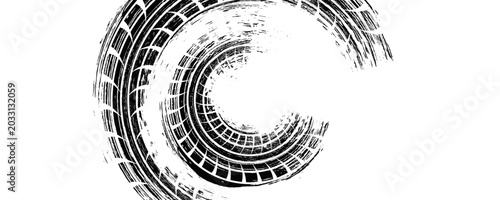 Canvastavla Black and blue tire track vector illustration car, motorcycle, and truck tire ma