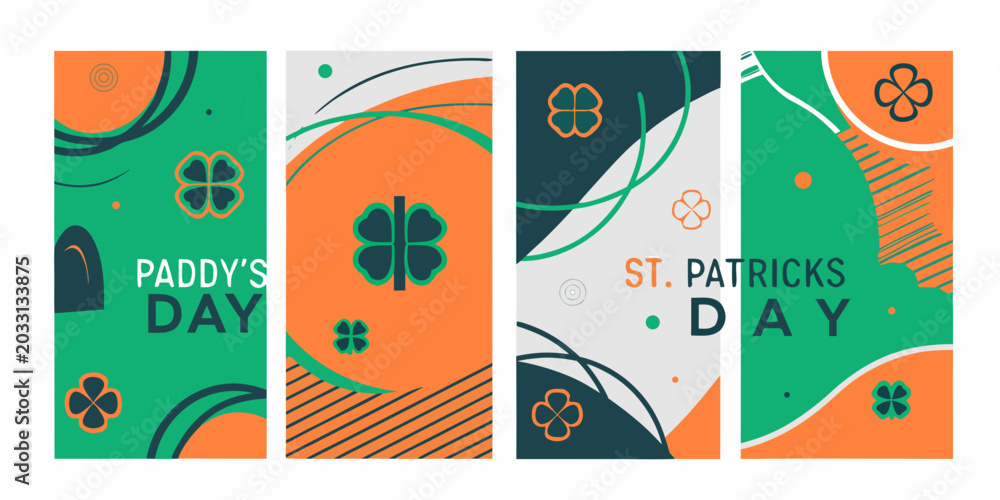 Fototapeta premium St Patrick s Day floral ornaments and abstract shapes vector illustration