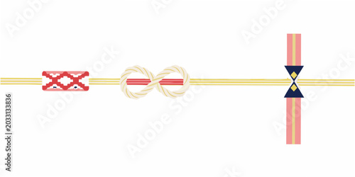 Bild auf Leinwand Japanese Decorative Cord With Knot And Bo Pattern Vector Illustration