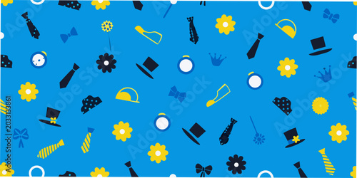 Foto Floral Ornament With Hats Ties And Watches Vector Illustration