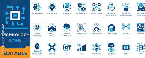 Photos Technology and innovation icon set