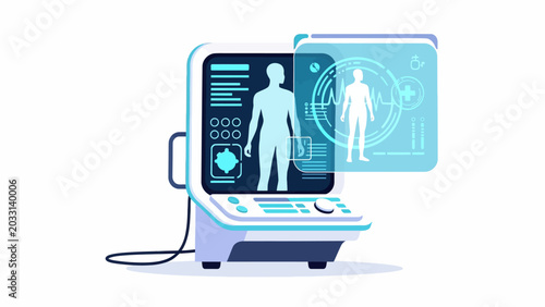 AI Medical Scanner Technology Vector Illustration for Futuristic Healthcare Design
