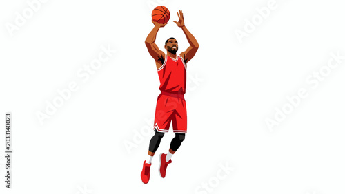 Basketball Shooting Player Vector Illustration for Sports Event and Athletic Promotion