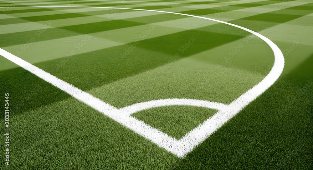 Obraz premium Corner of a well maintained soccer field with vibrant green grass