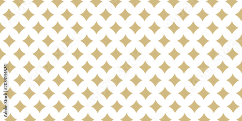 Golden vector seamless pattern with small diamond shapes, stars, rhombuses, dots. Abstract gold and white geometric texture. Simple minimal repeat background. Subtle luxury design for decor, wallpaper