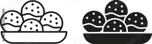 Bild auf Leinwand Takoyaki icon collection. Minimal icon and symbol