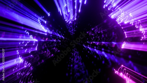 Fotografía Futuristic Purple Neon Light Trails and Dynamic Energy Streaks Abstract Backgrou
