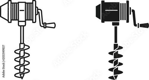 Bild auf Leinwand Hand auger drill with corkscrew bit isolated on white background for constructio