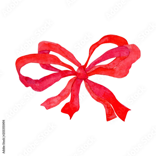 Photos A vibrant red, voluminous watercolor bow