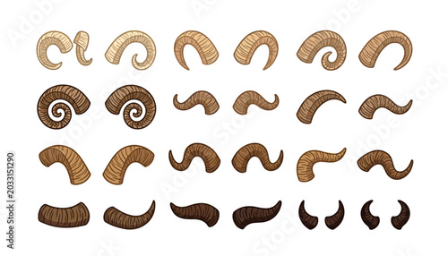 Bild auf Leinwand Animal horns sketch vector illustration set