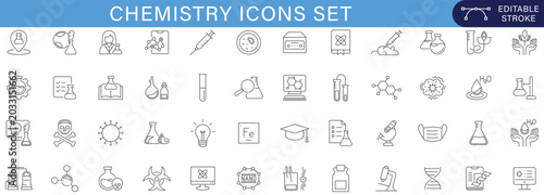 Bild auf Leinwand Chemistry Icons Set Collection for Laboratory Science Research Medical Experimen