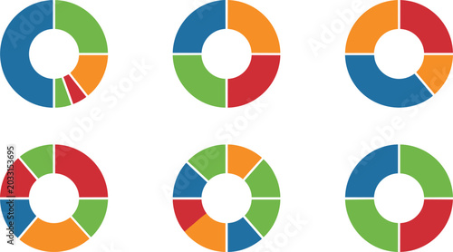 Obraz na płótnie Donut chart illustration collection featuring colorful circular data visualizati