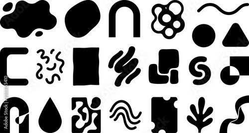 Abstract Geometric Shapes Set. artistic modern minimal design elements patterns vector black shapes illustration