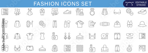 Bild auf Leinwand Fashion icons set collection with clothing accessories beauty boutique apparel w