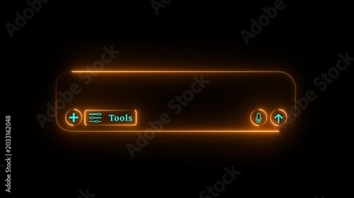 Neon Animated AI chat bot interface. Glowing input LLM text box. Artificial claude intelligence prompt area. Large language models UI template. Transparent overlay.4k motion graphics video animation