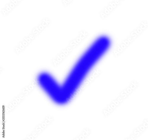 Blurred blue checkmark icon on transparent background