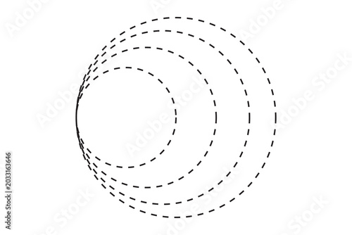 Black dashed concentric circles on a transparent background
