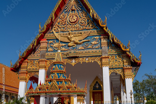 Schilderij op canvas Gable end of shrine hall at Buddhist Temple Wat Buddha Mongkol Nimit or Wat Putt