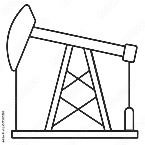 Valokuva oil well pumpjack with walking beam and counterweight line art vector illustrati